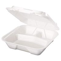 Snap-It Foam Hinged Container with 3 Compartment in White