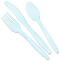 Sparkle and Bash Plastic Party Cutlery for Boy Baby Shower (96 Count), Light Blue