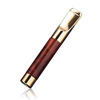 Qply Wooden Tobacco Smoking Pipe Creative Wood Tobacco Pipe Tobacco Smoking Pipe Sandalwood Pipe Filters Mini Pipe Double Filtration 24k Gold Plated Mouthpiece with Gift Box qply (Color : Red)