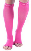 Doc Miller Open Toe Compression Socks 1 Pair 15-20 mmHg Firm Graduated Support for Circulation Surgery Recovery Varicose Veins POTS (Pink, M)