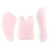 PESOENTH Gua Sha Scraping Massage Tool Rose Quartz Handmade Grinding Rose Quartz Guasha Board Health SPA Therapy Chinese Traditional Therapy Include 3 Items and Gift Bag
