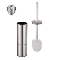 Audmore Bathroom Wall mounted Toilet Brushes Holder ,304 Stainless Steel Round Toilet Bowl Cleaner Brush and Detachable Base Set for Bathroom Toilet,polished Surface