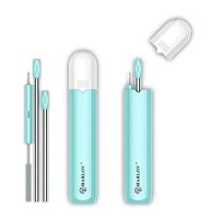 HARLOV STAINLESS STEEL 3-WAY PERSONAL POCKET STRAW, Reusable, Portable, 3 Sizes, Stainless-Steel Drinking Straws, with Silicone Connecting Sleeve, Cleaning Brush, and Carrying Case for Personal Use