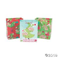 CHRISTMAS SLOTH GIFT BAG - Party Supplies - 12 Pieces