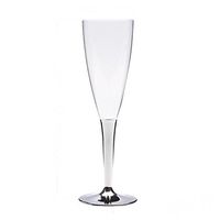 Mozaik Premium Plastic Silver Stemmed Champagne Flutes, 48 count