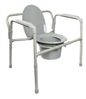 Bariatric Commode Chair, Heavy Duty Folding Steel Frame, Fixed Arm, 650 lb. Capacity, 12 Quart Bucket