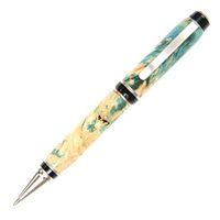 Cigar Twist Pen - Brushed Satin - Blue Maple Burl