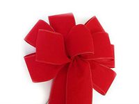 Large 10" Handmade Wired RED Velvet Christmas Bows Outdoor Indoor Wreath Ribbon - by AFI Outlet