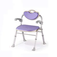 DNSJB Bathing Chair Folding Aluminum Alloy Elderly Bath Stool Bathroom Shower Chair with Backrest with Armrests (Color : Purple)