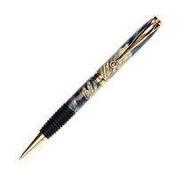 Comfort Twist Pen with Grip - Brushed Satin - Blue Maple Burl