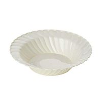 BalsaCircle 36 pcs 16 oz Ivory Waved Plastic Round Bowls - Disposable Wedding Party Catering Tableware