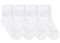 Carolina Ultimate Mens Non-Binding Diabetic Cotton Quarter Socks 4 Pair Pack (Shoe Size: 9-13 / Sock Size: 10-13, White)
