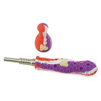 Unbreakable Honeycomb Silicone Straw Pipe 6.5" (Purple/Red/White)