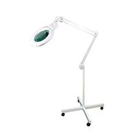 BoliOptics Professional LED Magnifying Lamp on Rolling Floor Stand - Full Spectrum Daylight Bright Magnifier Glass Lighted Lens - Adjustable Swivel Arm + Optional Clamp, White, 5 Diopter, 7 inch Lens