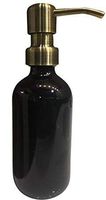 Industrial Rewind Black Glass Soap Dispenser with Brass Color Metal Pump - 16oz Black Glass Jar Lotion Bottle (Black/Brass)
