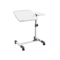 Adjustable Overbed Bedside Table with Wheels Hospital and Home Use, Laptop Desk Tilting, Notebook Sofa Side Tray for Dormitory, Office (Color : White)