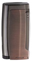 Xikar Pulsar Triple Jet Flame Lighter, Side-Squeeze Lighting Action, Built-in 7mm Punch, Bronze with G2 Trim