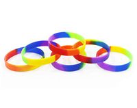Ninjatoner 6 PCS Rainbow Silicone Bracelet Adult Rubber Wristband Gay Pride Bracelet, Great for Event & Party