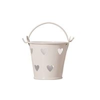 super1798 Mini Metal Bucket Hollow Heart Wedding Party Gift Candy Box Desk Organizer - White