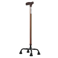 Giow Old-Fashioned Four-Corner Walking Stick, Aluminum Alloy Walker, Retractable, Non-Slip Cane, Turntable, 10-Speed Adjustment, Stable and Durable