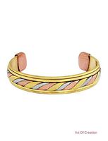 Art Of Creation Pure Copper Healing Therapy Bracelet with 3 Different Mettle | for Arthritis and Joint Pain |Tibetan Handmade Jewelry | Cuff/Kada Bangle from India