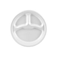 Dart 9CPWQR 9 in White Laminated Foam 3 Comp Plate (Case of 500)