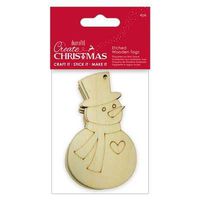Create Christmas (Papermania) - Festive Craft Etched Wooden Tags - Snowman (4pk)