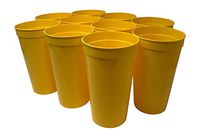 CSBD Stadium 32 oz. Plastic Cups, 10 Pack, Blank Reusable Drink Tumblers for Parties, Events, Marketing, Weddings, DIY Projects or BBQ Picnics, No BPA (Yellow)