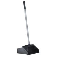 Boardwalk BWK02600 Lobby Dust Pan, Plastic/Aluminum, 11 3/4" Wide, 34" Handle, Black/Silver