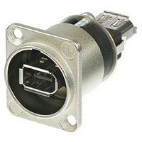 Neutrik NA1394-6-W-B Firewire 6-Pin Female to Female Panel Mount Black-by-Neutrik