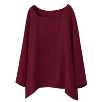 Liraly Long Sleeve Irregular Shirt for Women, Stylish and Unique Style Women Causal Irregular Hem Blouse Tops Red
