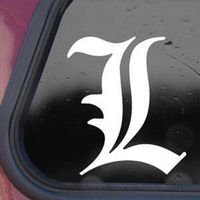 Death Note "L" Anime Logo - Vinyl 4" tall (Color: WHITE) decal laptop tablet skateboard car windows stickers - by So Cool Stuff