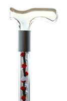 Elegant Acrylic Designer Walking Cane (30", Red & White Silk Roses)