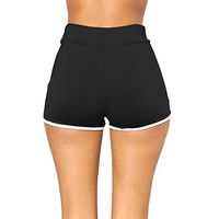 LinqiudD Summer Pants Women Best Selling Sports Shorts Gym Workout Waistband Yoga Running Shorts(Black,S)