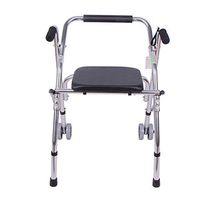 QFXFL Folding Walker with Seat, Handicapped Seniors Portable Rollator Walkers Aids with 2 Wheels Height Adjustable ZQ001