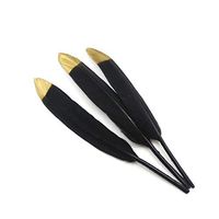 Riverbyland 20 PCS Gift Wrapping Craft Feathers Black Golden
