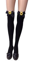 Halloween Socks Women - Cute Satin Bows Opaque Over The Knee Thigh Stocking Socks (Multicoloured8)