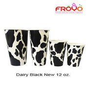 Dairy Black Cold Cups + Flat Lids (16 Oz)