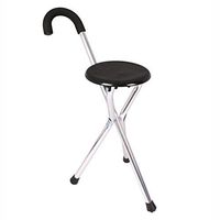 DSHUJC Crutch Stool Folding Canes Seat Sponge Handle Triangle Stable Base Non-Slip Wear-Resistant Foot pad Travel Aid for Elder Parents Gift