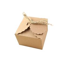 Yalulu 50pcs Kraft Paper Candy Box Rustic Wedding Favors Candy Holder Bags Wedding Party Gift Boxes with Ribbon Tags (#2)