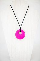 Chewby Chewelry Big Chew Pendant (Fuschia) - Chew Necklace - Chewy Oral Sensory Aid Teether - Useful for Autism, SPD - for Boys and Girls; Children