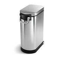 simplehuman 35 Liter, 40 lb / 18.1 kg X-Large Pet Food Storage Can, Brushed Stainless Steel