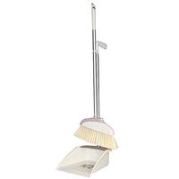 Broom and Dustpan With Long Handle Telescopic Up Stainless Steel Rod Soft Brush Multi-Function Broom And Dustpan Extra Long Handle Plastic Windproof Broom Set Toilet Garage Hospital Garden Cleaning To
