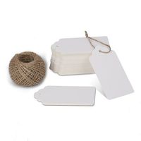 KINGLAKE 100 Pcs White Kraft Paper Blank Gift Tags with String Wedding Favor Hang Tags with 100 Feet Natural Jute Twine Retangle Tags for Crafts & Price Tags Labels