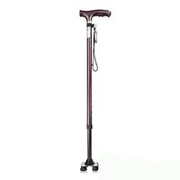 WW Old People Crutches Aluminum Alloy with Lights Adjustable Medical Insurance Small Four-Foot Cane, Bronze