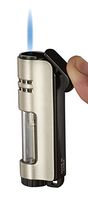 Visol Fitzroy Outdoors Torch Lighter with See Thru Butane Tank (Silver Satin)