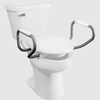 BEMIS Independence 7YA85303 GRY Aluminum Support Arms with Plastic Hand Grips for Clean Shield 3" Elevated Plastic Toilet Seat, Grey