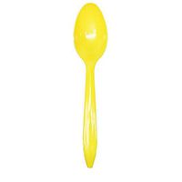Medium Weight Plastic Colored Frozen Yogurt Spoons - 100 Ct (Yellow)