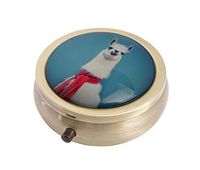 Halulu Llama Lama Personalized Design Round Pill Case Decorative Metal Medicine Vitamin Organizer Unique Gift