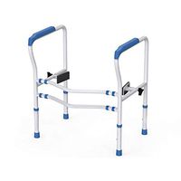 Toilet Safety Frame Grab Bar, Adjustable Hand Rail, Elderly Disabled Anti-Slip Aid Support Rack for Bathroom, No Need Punching (Color : Blue)